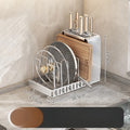 Kitchen Utensil Rack, Knife Holder, Stainless Steel, Extendable Storage Device for Cutting Boards, Pot Covers,and Draining Racks