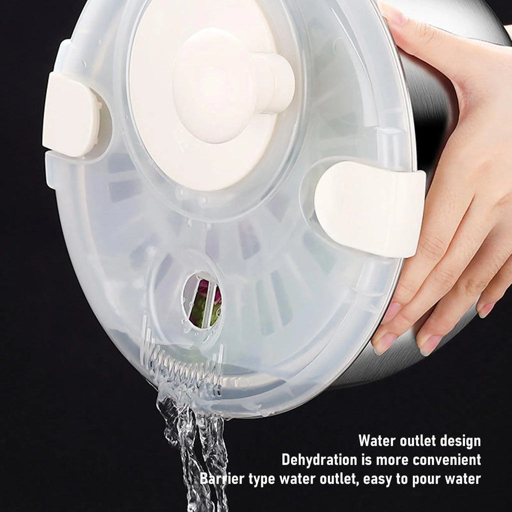 Fruit Washer 6L Stainless Steel PP Multifunctional Salad Dryer with Drainage Outlet for Lettuce Vegetable Salad Washing Bowl