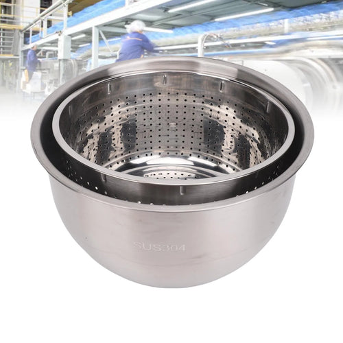 Fruit Washer 6L Stainless Steel PP Multifunctional Salad Dryer with Drainage Outlet for Lettuce Vegetable Salad Washing Bowl